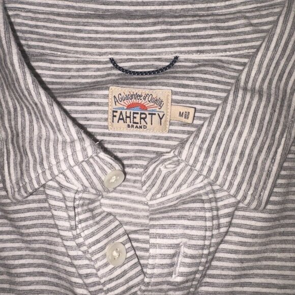 Faherty Gray Striped Polo Shirt - Picture 3 of 9